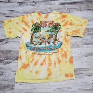 Tye Dye Spiral Shirt Size Medium Pensacola Beach Florida Yellow Orange